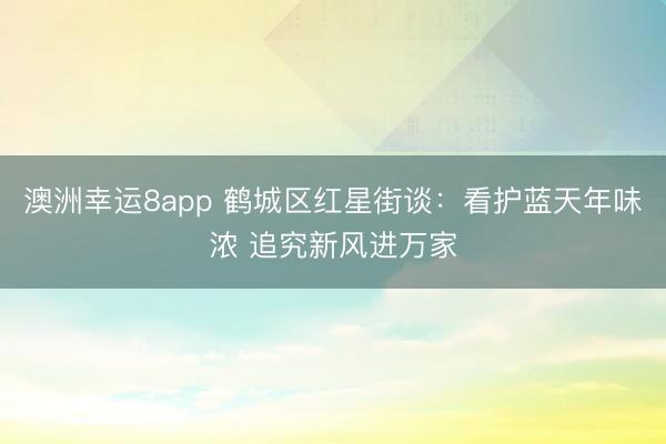 澳洲幸運8app 鶴城區紅星街談：看護藍天年味濃 追究新風進萬家
