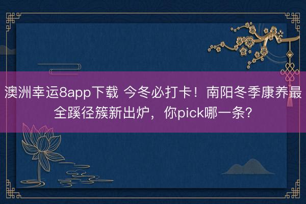 澳洲幸運8app下載 今冬必打卡！南陽冬季康養最全蹊徑簇新出爐，你pick哪一條？